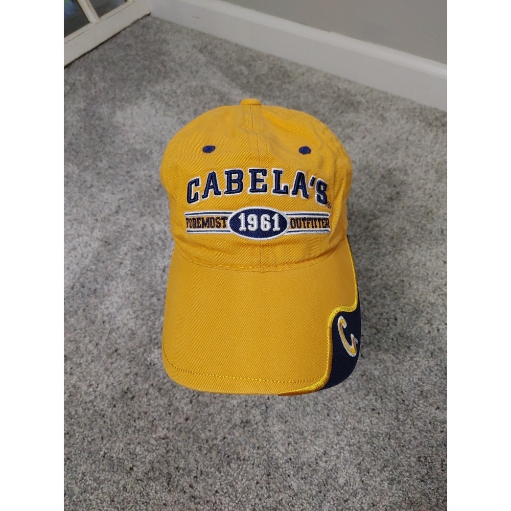 Cabela's Foremost Outfitters 1961 Baseball Cap Yellow Blue OS Adjustable 6 Panel